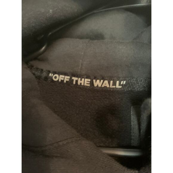 Van Off The Wall Oversized Small Black Hoddie with Checkerboard print Mens - Picture 4 of 6